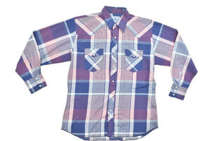 Vintage American Hero Men's Western Shirt Purple Plaid Size L Vtg